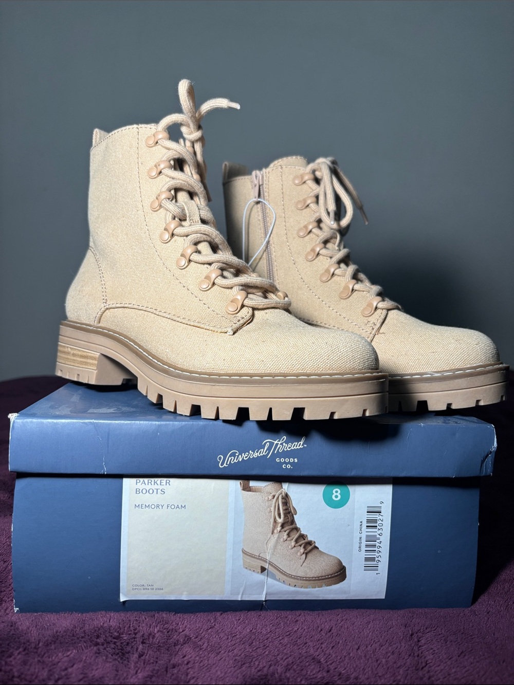 Universal Thread Beige Lace-Up Rugged Combat Boots